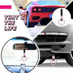 Bling Car Accessories Bling Heart Handle Ring Car Accessory for Women Hand Strap Drift Charm Rear Bumper Warning Ring Decor for auto Bus Interior Exterior Decoration (Pink, Heart Style)
