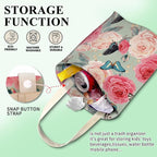 Car Trash Can, Cute Car Trash Bag, Hanging Car Organizer and Storage Bag, Trash Bin for Car Accessories, Vehicle, Travelling, Camping Cute Flower and Butterfly