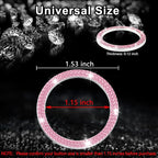 2 PCS Crystal Double Rhinestone Car Engine Start Stop Decoration Ring, Bling Car Interior Accessories for Women, Push to Start Button Cover Sticker, Automotive Decals, Pink