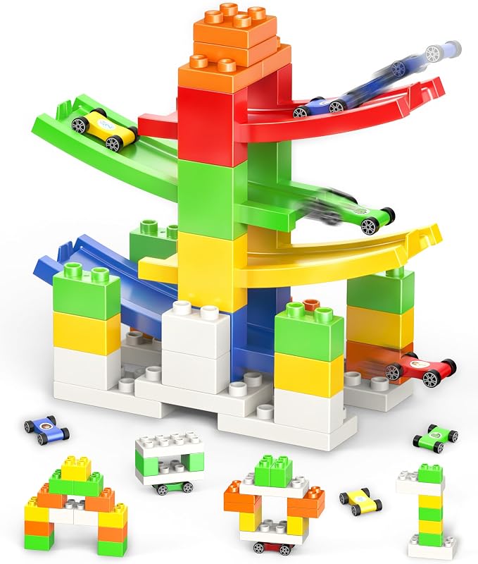 DIY Building Blocks Car Ramp Race Track Toy for Kids, STEM Gift | Creative Blocks, Many Models, Open-Ended Car Ramp Toy for Toddlers to Build, Rebuild & Race
