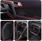Car Interior Trim Strips,Universal 9.8 ft Car Electroplating Decoration Styling Door Dashboard, Flexible Interior Trim Accessories with Installing Tool(Red)