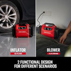 Dual Power Tire Inflator with Digital Gauge & Auto Shut-Off | 12V DC Car Plug and 120V AC Home Use with Up to 150 PSI, LED Light, Portable Air Pump for Car Tires, Bikes and Inflatables