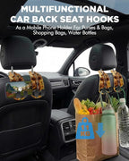 Purse Holder for Car, 2 Pack Heavy Duty Purse Hanger for Car, PU Leather Car Seat Hooks for Purses and Bags, Cute Cow Headrest Organizer for Handbags & Backpacks