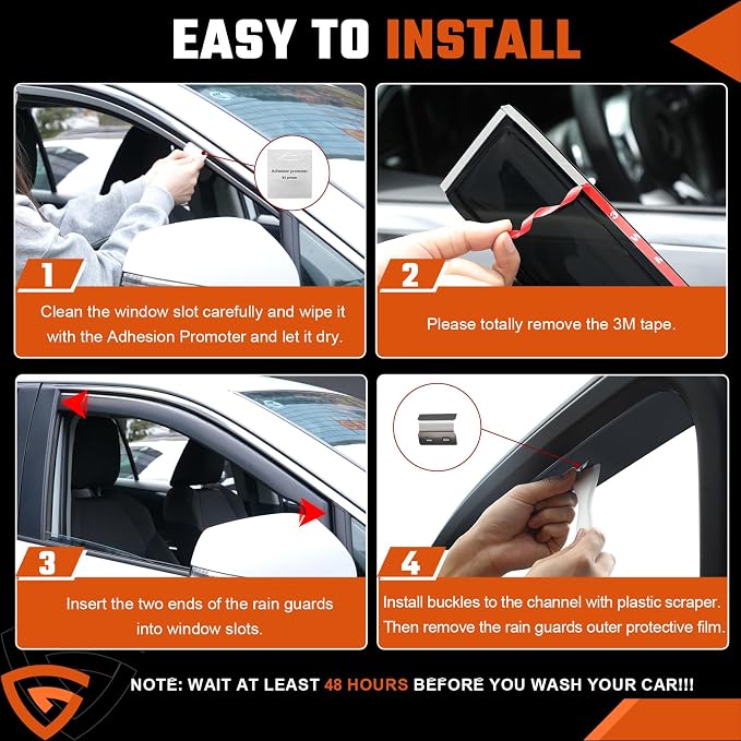 in-Channel Rain Guards Compatible with Ford Maverick 2022-2026 Durable Side Windows Wind Sun Deflectors 2022 2023 2024 2025 2026 Maverick Window Rain Guard Black 4 PCS