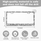 2 Pack Bling License Plate Frames for Women, Sparkly Rhinestone Diamond Car Accessories with Glitter Crystal Caps (Gilded Black)