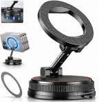 Magnetic Car Phone Holder Mount, Compatible with MagSafe, 108LBS Vacuum Suction Car Mount, 3000gf Magnetic Hold, 360° Adjustable Foldable Dashboard Windshield Phone Mount for iPhone 17-12 & Android