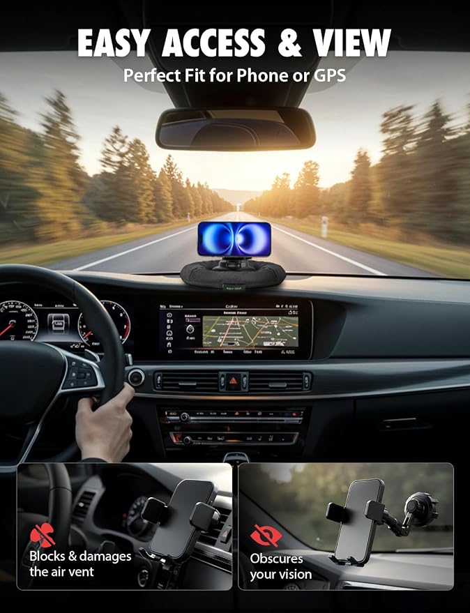 NavMat Portable GPS Dash Pad Converts Windshield GPS Mount into Dashboard Mount Weighted Beanbag Friction Base 8 inch Base 3.5 inch Center