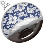 Blue Hibiscus Flowers Steering Wheel Cover Sun Shade Universal 17 inch Insulation Steering Wheel Cover for Cars SUV Trucks Cute Car Steering Wheel Accessories for Women