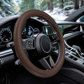 Car Steering Wheel Cover, Thin Anti-Skid Silicone Steering Wheel Cover for Men & Women, Universal Automotive Interior Accessories for Most Cars (Brown)