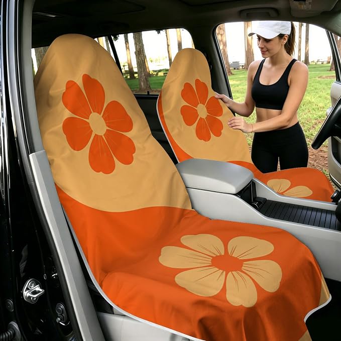2 Pack Car Towels Seat Cover with Storage Bag, Multifunctional Microfiber Towel for Gym Outdoor Sport Running,Picnic, Beach, Pet Dog Travel,Fits Car SUV Truck (Flora Balance)