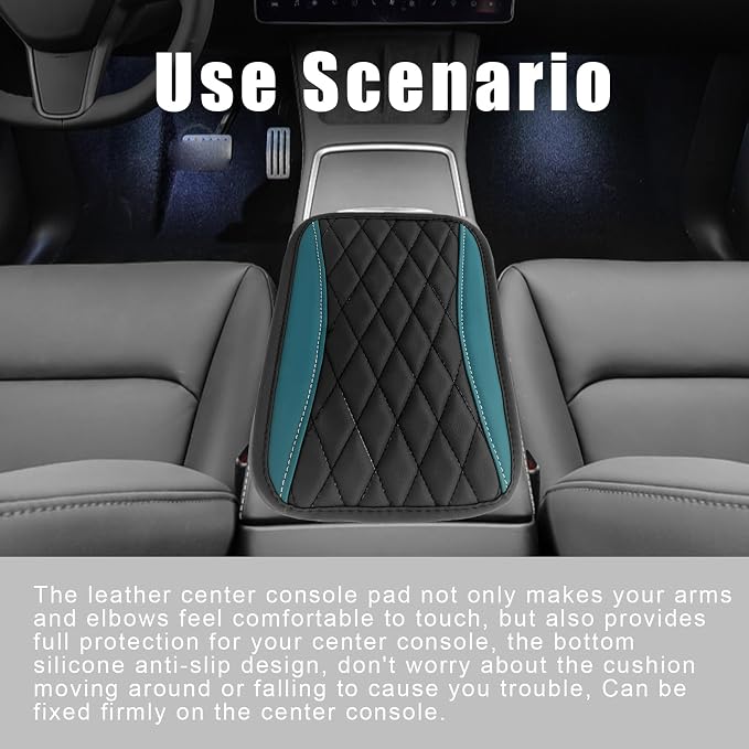 Car Center Console Cover, Universal Leather Waterproof Armrest Seat Box Cover Protector, Comfortable Car Decor Accessories Fit for Most Cars, Vehicles, SUVs-gem green