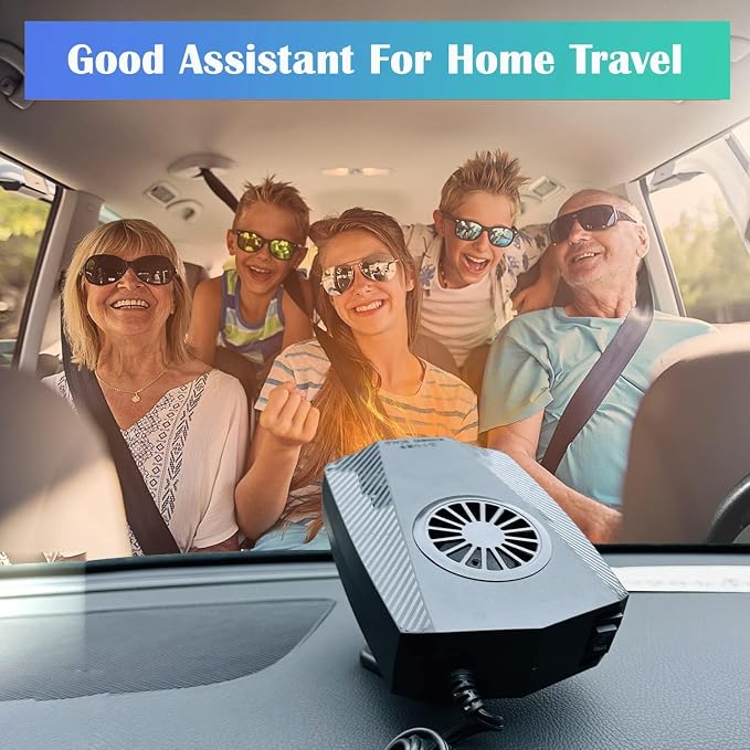 Car Heater,12V 150W Portable 2-in-1 Heating and Cooling Fan with Cigarette Lighter Plug, 360 Rotation Base Windshield Defogger Defroster for All Cars