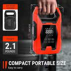 AC/DC Tire Inflator Portable Air Compressor, Dual Power for Home 110V AC and Car 12V DC Air Pump with Pressure Gauge, Auto Shutoff, Tire Pump for Car Motorcycle Bike and Other Inflatables, Red