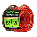 10 Gauge Battery Cable CCA Wire, 15FT Each Red Black Low Voltage Primary Automotive Power Ground Cable for Car Audio Amp Subwoofer RV Wiring