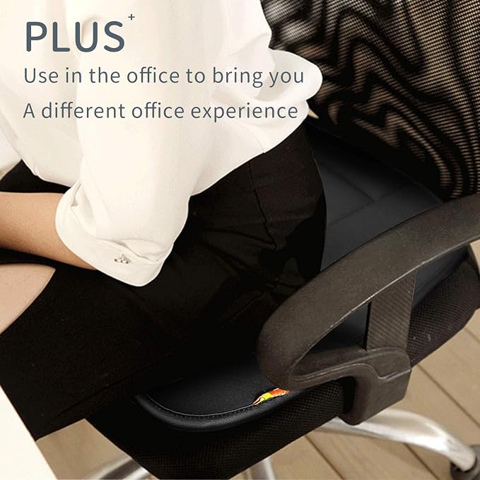 Car Seat Cushion Pad for Driving, Chair Cushion for Office/Truck with Memory Foam, Seat Cushion Comfortable and Durable Black 2" Thick