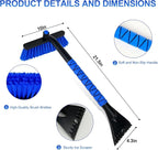 26" Snow Brush & Ice Scraper for Car Windshield and Window | 2 - in - 1 Winter Tool with Premium Bristles for Cars/SUVs/Trucks — Rotating Head, Heavy - Duty ABS | Ergonomic Foam Grip (FrostHug Blue)