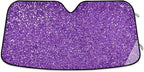 Purple Car Windshield Sun Shade Foldable Sun Shield Shade for Blocks UV Rays Protector-Keeps Your Vehicle Cool for Most Sedans SUV Truck,55"x27.6"