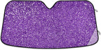 Purple Glitter Texture Car Windshield Sun Shade Foldable Sun Shield Shade for Blocks UV Rays Protector-Keeps Your Vehicle Cool for Most Sedans SUV Truck,53"x23.5"