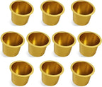GSE Games & Sports Expert Jumbo Aluminum Cup Holder, Drop-in Cup Holder for Casino Poker Tables, Work Desks, Boats, RVs, Cars & Trucks (Gold, 10-Pack)
