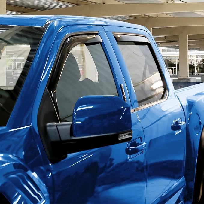 Goodyear Shatterproof in-Channel Window Deflectors for Ford F150 2015-2020 SuperCrew, Rain Guards, Window Visors for Cars, Vent Deflector, Car Accessories, 4 pcs - GY008421