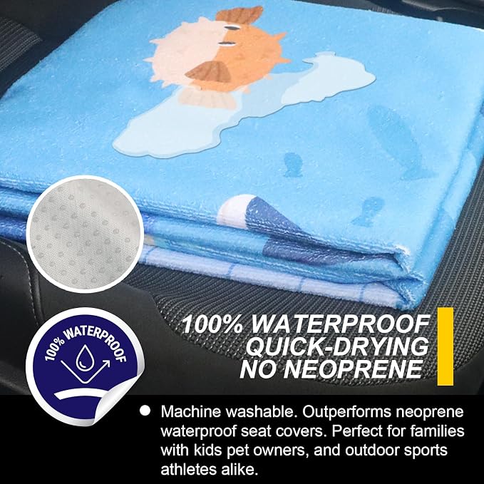 Back Seat Cover for Car Trucks Van SUV Jeep,Waterproof Rear Bench Towel Seat Covers for Dogs and Kids,Automotive Backseat Protector (Seaworld)