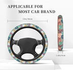 Boho Patch Elastic Steering Wheel Cover Non-Slip Breathable Steering Wheel Protector Fit Auto, SUVs, Truck