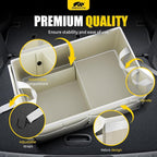Car Trunk Organizer - 65L Collapsible Trunk Organizer with Lid, Sturdy Car Storage for SUV Auto Truck Van with Adjustable Straps and Non Slip Bottom (White)