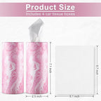 Car Tissue Holder, 4 Pack Car Cup Holder Facial Tissues with Travel Tissue Bag, Quick and Convenient Flower Combination Car Tissue Box(4 Canisters/200 Tissues) Pink