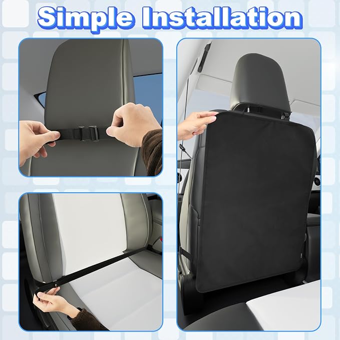 Heavy Duty Kick Mats Back Seat Protectors for Kids, X-Large Durable Car Back Seat Cover, Waterproof Sag Proof Kick Mats Back Seat Protector for Vehicles Protect from Dirt, Mud & Scratches, X-Large