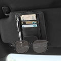 Sunglass Holder for Car Visor, Multi-Pocket Leather Car Sun Visor Organizer with Ticket Pens Card Clip, Sunglasses Holders,Suitable Eyeglasses,Car Accessories Keep Tidy (Black)
