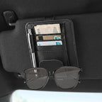 Sunglass Holder for Car Visor, Multi-Pocket Leather Car Sun Visor Organizer with Ticket Pens Card Clip, Sunglasses Holders,Suitable Eyeglasses,Car Accessories Keep Tidy (Black)