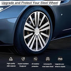 Hubcap Wheel Cover Replacement R14 Hub Caps Universal Wheel Rim Cover ABS Material Exterior Accessories Snap On Car Truck SUV -Set of 4 (14-Inch, Silver-Black)
