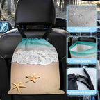 Beaches and Starfish Car Trash Bag - Waterproof Car Trash Bag Hanging Leakproof Car Garbage Bag - Washable Reusable Trash Bag For Car Interior Hanging Organizer Storage Vehicle Travelling Camping