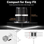 12V USB Outlet All-Aluminum QC 3.0 USB-A & USB-C PD3.0 Dual Fast Car Charger Socket, Recessed Mount Car USB Port for Car Truck Boat RV Camper Van Trailer (Small Version*2)