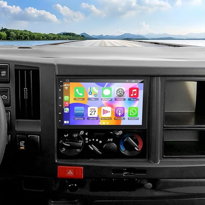 4+64G Android 15 Car Stereo Radio for Isuzu N Series NNR/NPR/NPS/NQR Truck 2009-2020 for CarPlay Wireless Android Auto 7in Car Screen with GPS Navigation Bluetooth WiFi FM RDS Backup Camera