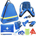 Car Emergency Kit for Teen Boy and Men's Gifts, Blue Emergency Roadside Assistance kit with 10FT Jumper, First Aid Kit, Safety Hammer, Tow Rope, and More Ideal Blue Car Accessories Tool