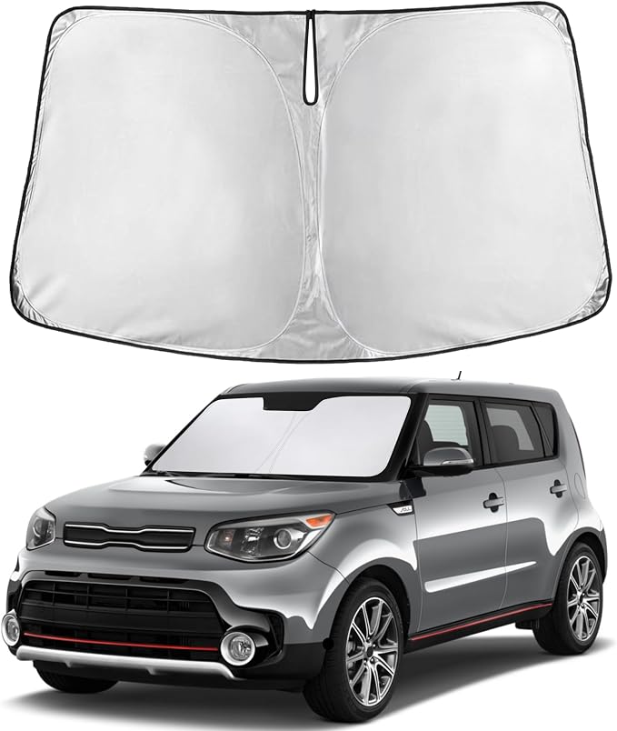 Windshield Sunshade Compatible for Kia Soul 2014-2017 2018 2019, Sun Visor for Front Windshield & Window Sun Shade Cover, UV Heat Blocker & Protector, Car Accessories