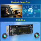 6.9" Single DIN Car Radio with Wireless Apple CarPlay, Car Bluetooth 5.2, AM FM Radio, IPS Touchscreen 1280x480, Backup Camera, Type-C Fast Charging, USB, 180W Subwoofer, Android Auto, GPS Navigation
