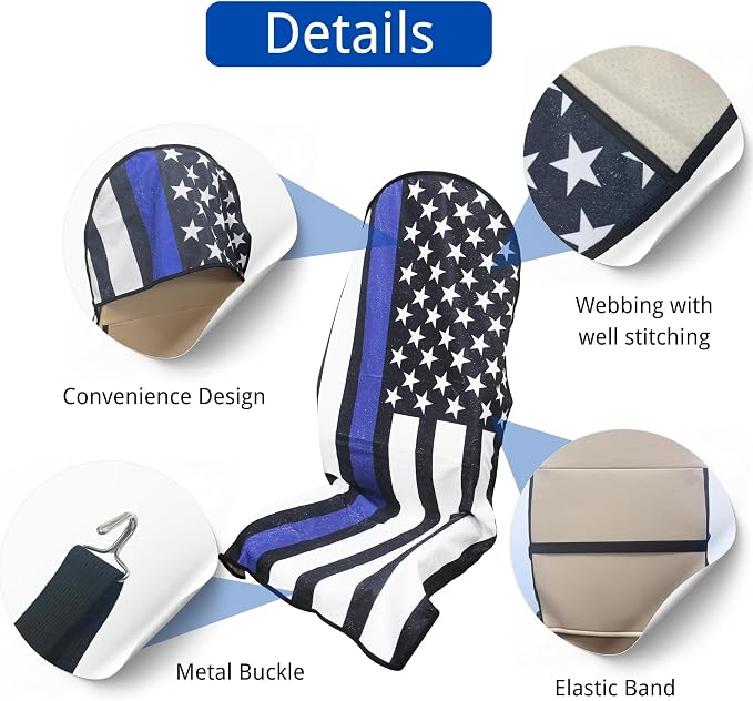 Waterproof Car Seat Cover for Front Seats, Protector for Cars SUVs Trucks, Sweat Towel Seat Covers Bucket for Gym,Workout,Beach,Hiking,Running (American Flag Black, 1PC)