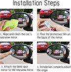 2 pcs Blind Spot Mirrors, HD Glass Convex 360° Wide Angle Side Rear View Mirror with ABS Housing for Cars SUV and Trucks