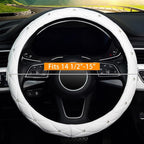 Diamond Soft Leather Steering Wheel Cover with Bling Bling Crystal Rhinestones, Universal 15 inch, Pure White