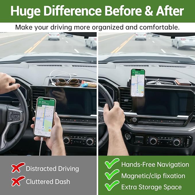 13.4”Screen Magnetic Phone Mount Holder for 2022-2026 Chevy Chevrolet Silverado & GMC Sierra Magnet Dash Cell Phone Cradles Adjustable Phone Stand Accessories for 2022+ Silverado/Sierra