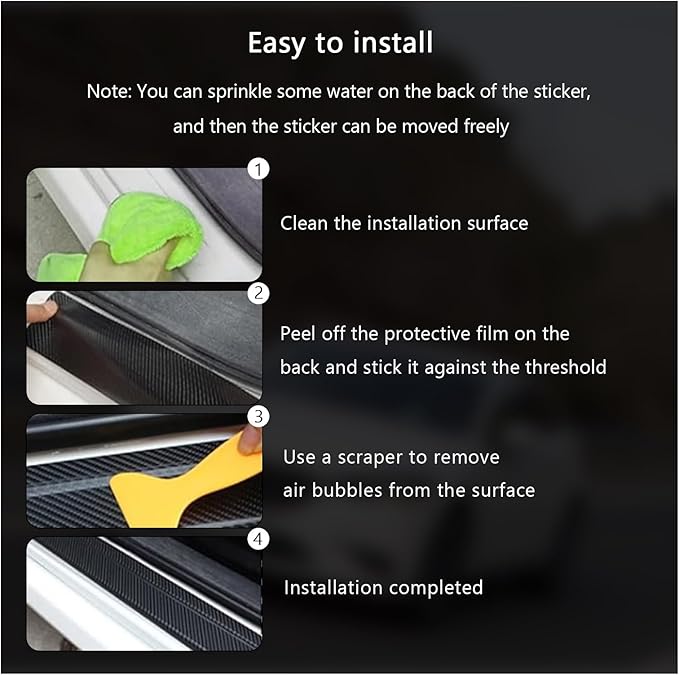 4 PCS Car Door Sill Protector, 3D Carbon Fiber Auto Door Entry Edge Guard Protection Trim, Anti-Scratch Threshold Cover Strips, Sill Protection Sticker for Car SUV Truck (Pink)
