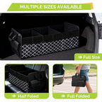 Trunk Organizer for SUV, Car Organizer, Collapsible Trunk Organizer for Car, Non-Slip Storage Organizer for Sedans, Van, Jeep, Grocery, Large 4 Compartments, Black Grid 32"×13"×12"