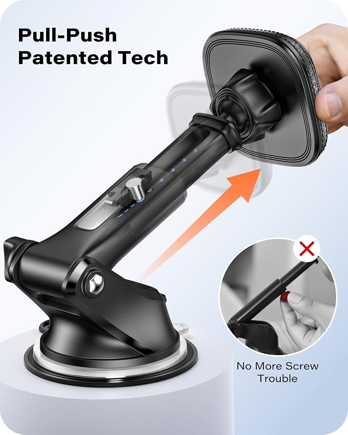 for MagSafe Car Mount, Dashboard & Windshield Suction Cup Holder with Telescopic Arm, Magnetic Phone Holder for Your Car, Designed for iPhone MagSafe Case (Black-Magsafe)