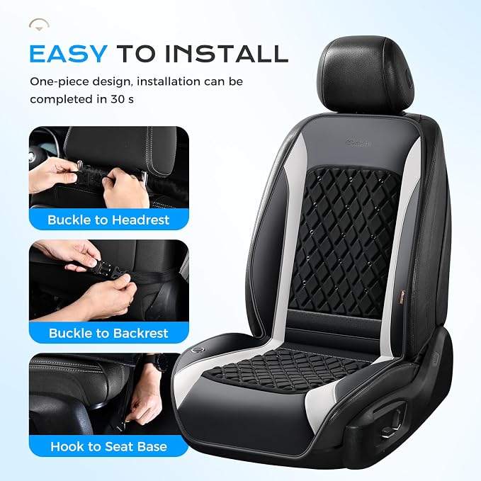 Coverado Upgraded Cooling Car Seat Cover, 12V-24V Ventilated Car Seat Cushion with 8 Fans, Cooled Seat Cover for Car SUV Truck Universal Fit,Dual car Ports + A+C USB Ports Fashion Gray
