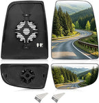 Passenger Right Side Upper & Lower Rearview Convex Heated Mirror Glass Replacement With Rear Holder fit Ford Transit 150 250 350 from 2015 to 2023