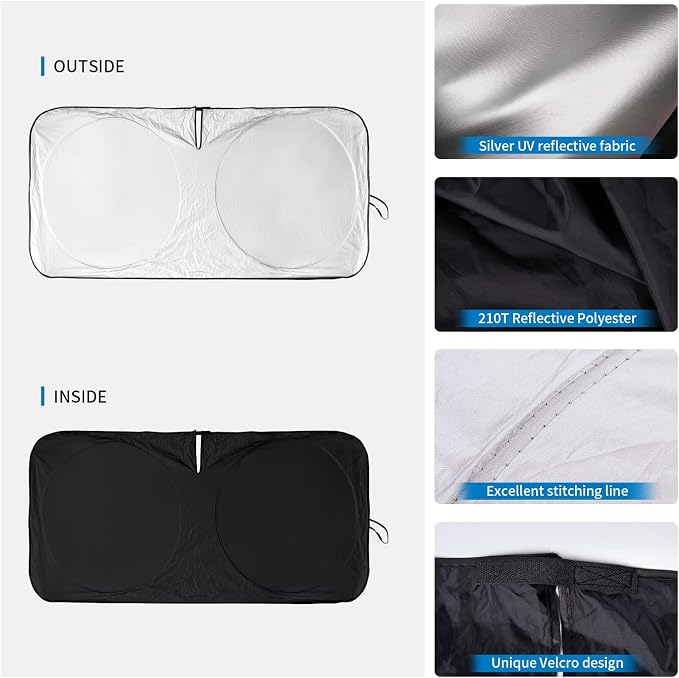 Windshield Sun Shades Custom Fit for Toyota Camry 2007-2017- Sunshade for Front Window Cover - Double Layer Heat Shield Sun Visor Cool Car Accessory
