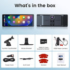 10.26" Carplay Screen for Car,4K Dash Cam,Portable Tablet for Apple Android Auto,Voice Touch Control GPS Navigation,Stereo Audio Radio,Rear Backup Camera,Bluetooth,Wireless Mirror for Truck