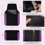 Faux Leather Steering Wheel Cover and Waterproof Car Floor Mats,Universal Car Combo Fit for 95% Sedan,SUV,Cars,14.5-15inch Sporty Anti-Slip Safety Comfortable Design(Black＆Purple)